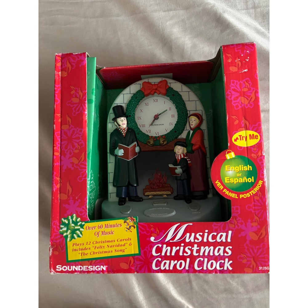 Vintage Soundesign Musical Christmas Carol Clock 3125G Victorian Carolers